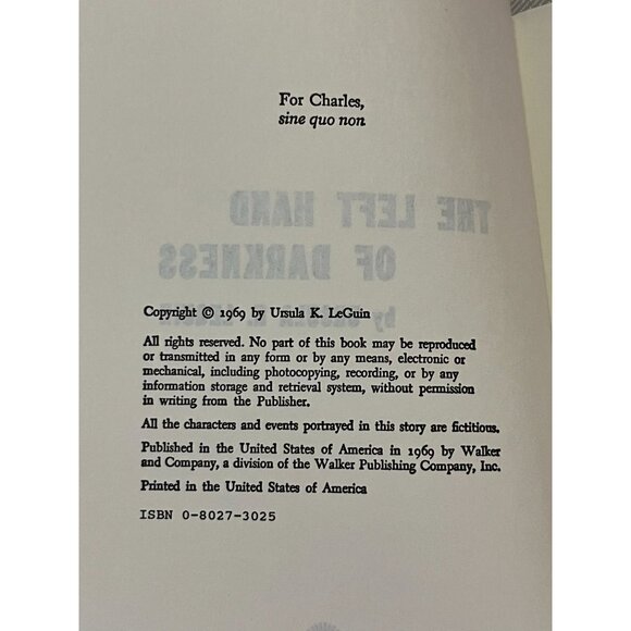 The Left Hand of Darkness Ursula K LeGuin HC Book Club Edition Sci-Fi Used 1st E - Picture 11 of 16
